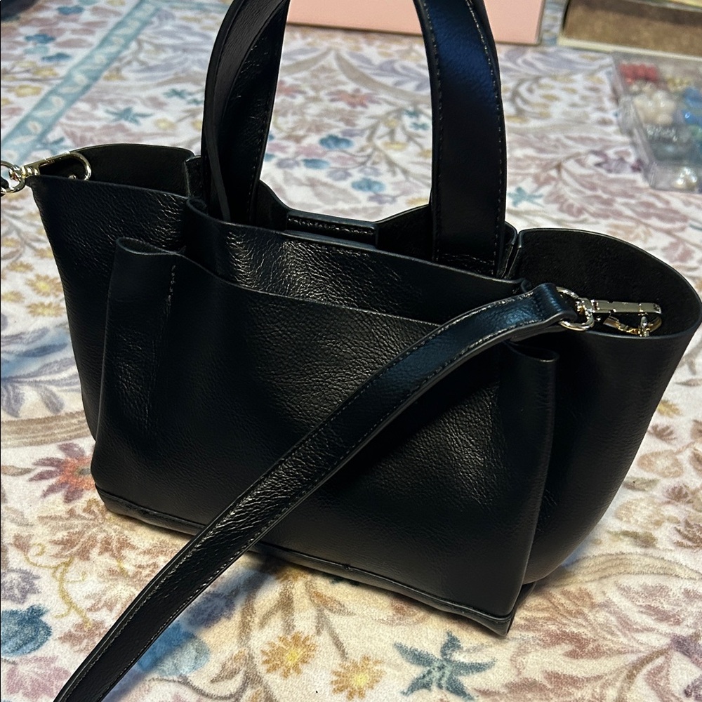 Anthropologie Black Vegan Leather Shoulder Tote